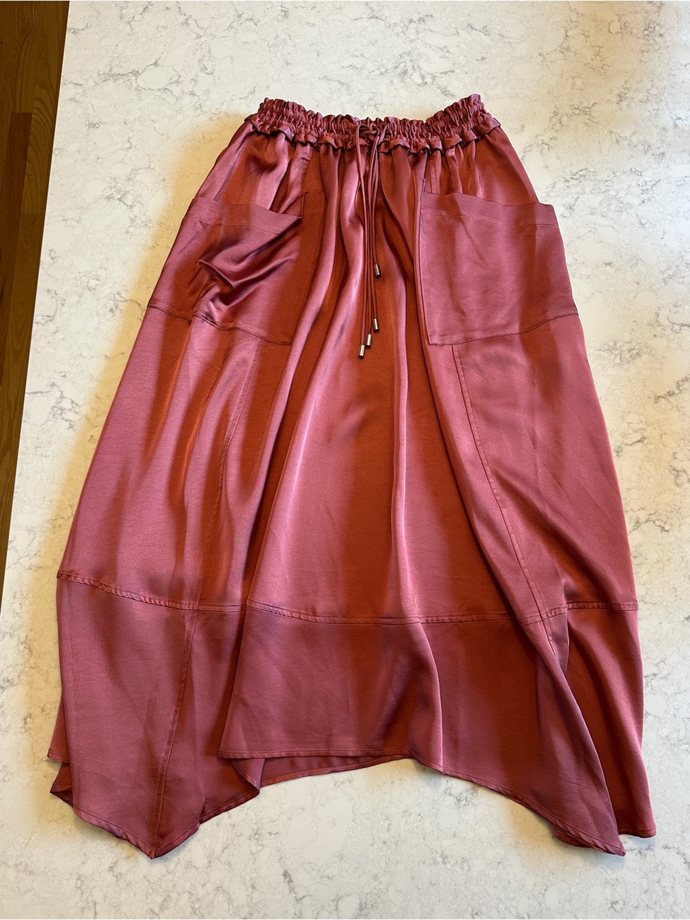 Anthropologie Asymmetrical Drawstring Skirt - Mauve Rose